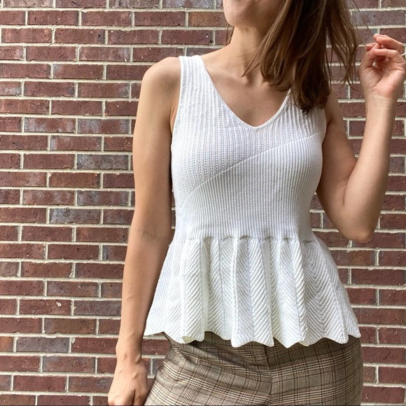 RACHEL Rachel Roy Tops - Rachel Roy ivory peplum knit tank large